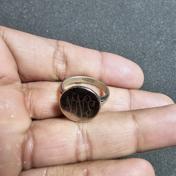 Vintage Made In Mexico Silver Tone Round Signet Ring Size 7 Engraved " SNN" sh9w - Picture 3 of 7